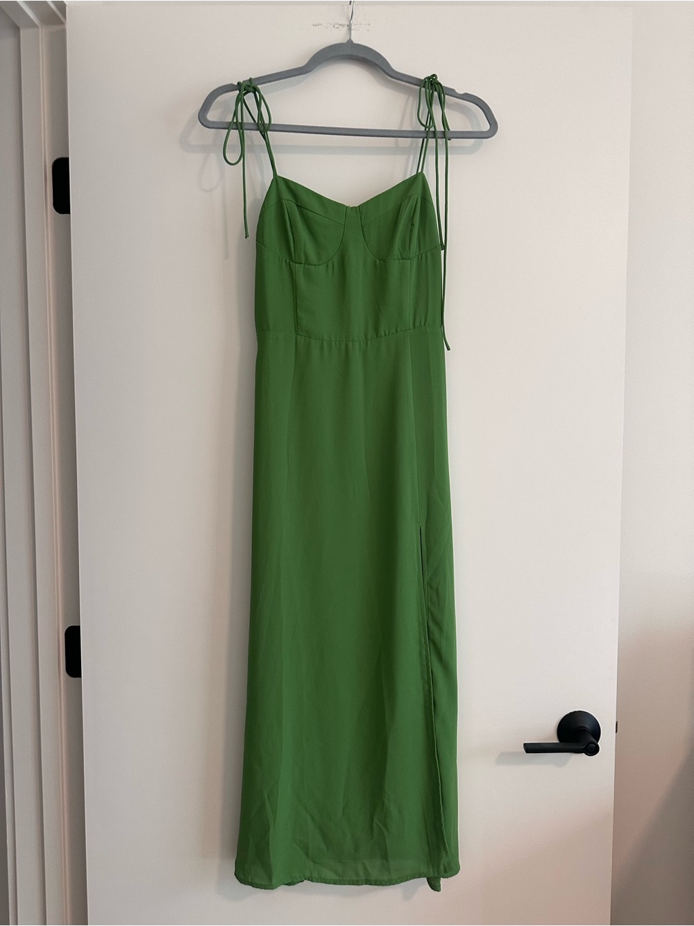 Beige Botany Green Tie Strap Midi Dress | Never Worn